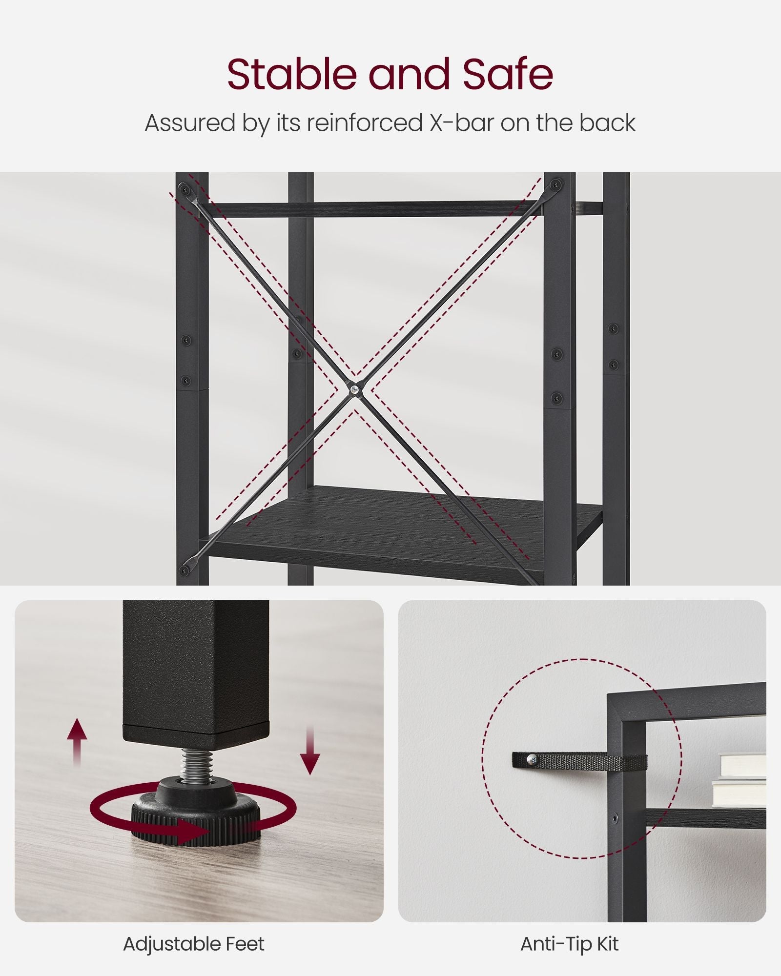 6-Tier Bookshelf – Particle Board – Ebony Black and Ink Black – Open Storage Design
