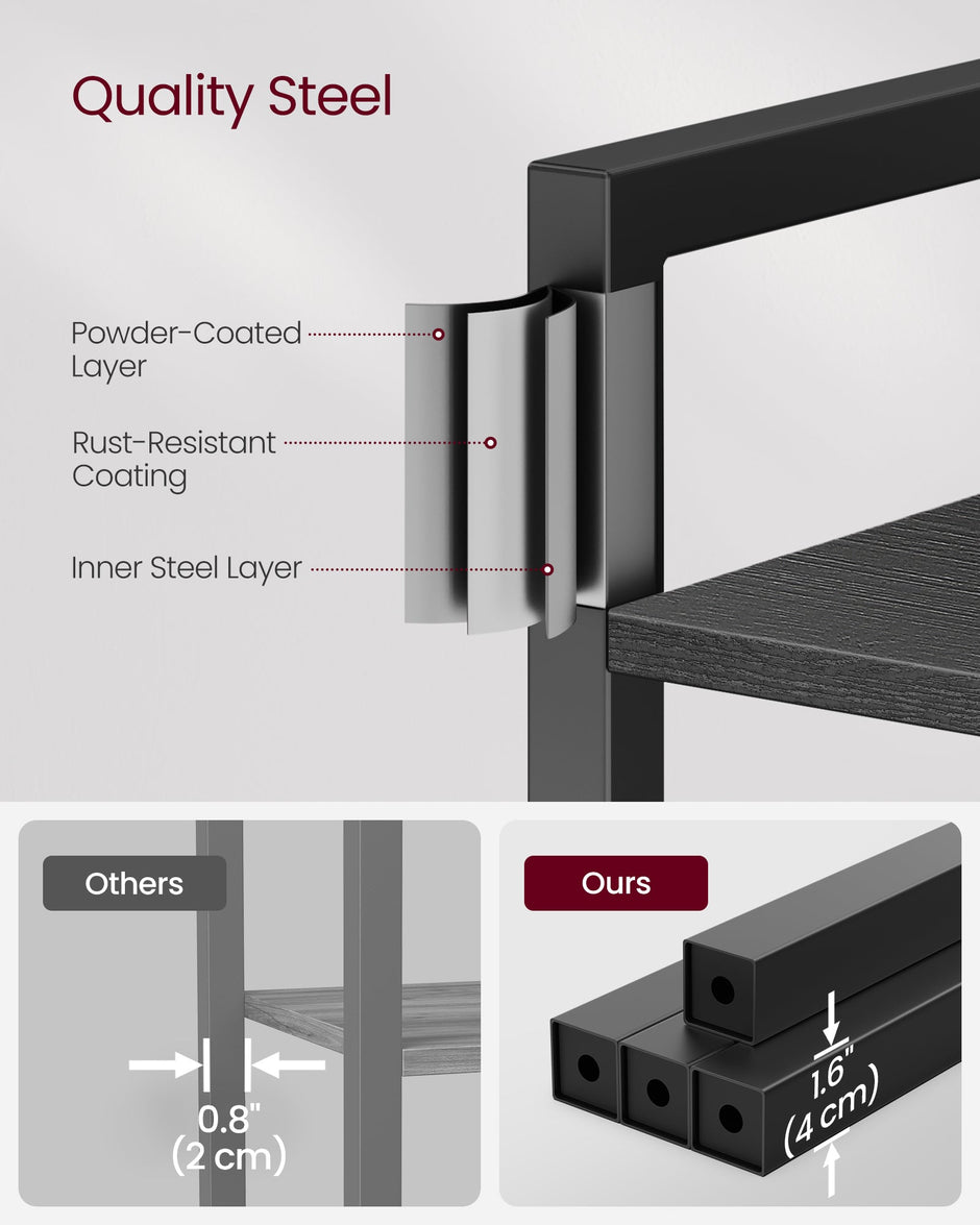 6-Tier Bookshelf – Particle Board – Ebony Black and Ink Black – Open Storage Design