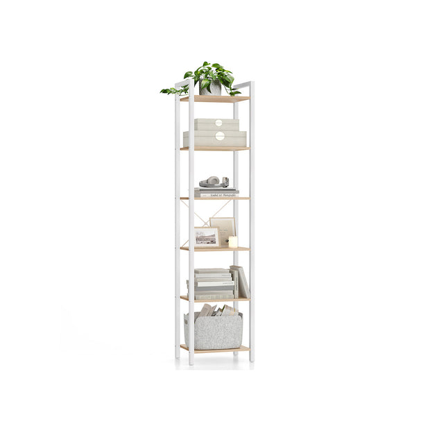 6-Tier Bookshelf – Engineered Wood – Rustic Brown and Black – Open Storage Shelving