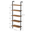 Ladder Shelf – Wood and Metal – Rustic Brown and Black – 5-Tier Industrial Design