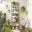 Wall-Mounted Ladder Shelf – Wood and Metal – Rustic Brown and Black – 6-Tier Design