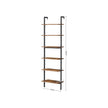 Wall-Mounted Ladder Shelf – Wood and Metal – Rustic Brown and Black – 6-Tier Design