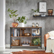 Bookshelf – Wood – Rustic Brown and Black – 6 Compartments, Industrial Ladder Design