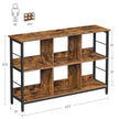 Bookshelf – Wood – Rustic Brown and Black – 6 Compartments, Industrial Ladder Design