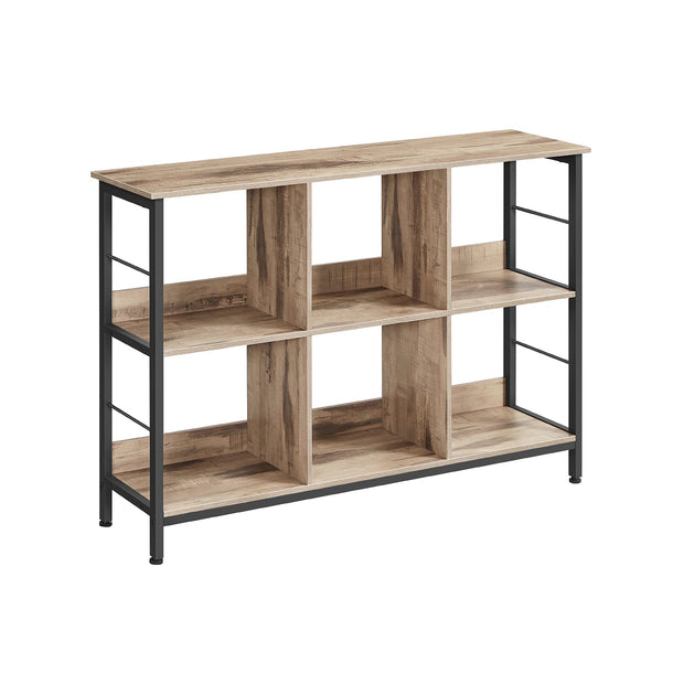 4-Tier Bookcase – Wood and Metal – Camel Brown and Ink Black – Industrial Rustic Design