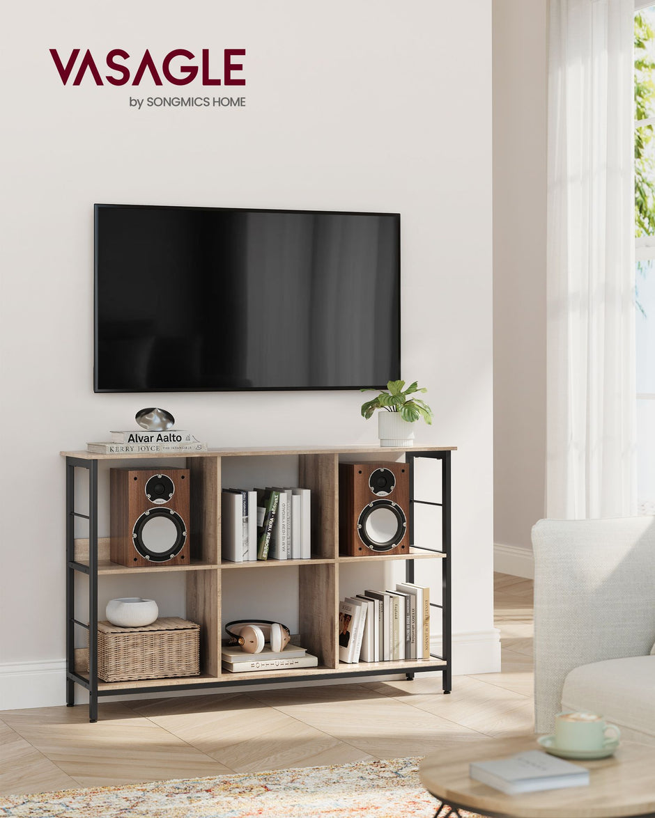 4-Tier Bookcase – Wood and Metal – Camel Brown and Ink Black – Industrial Rustic Design