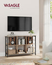 4-Tier Bookcase – Wood and Metal – Camel Brown and Ink Black – Industrial Rustic Design