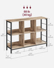 4-Tier Bookcase – Wood and Metal – Camel Brown and Ink Black – Industrial Rustic Design
