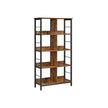 4-Tier Bookshelf – Wood and Metal – Rustic Brown and Black – Industrial Design with Compartment