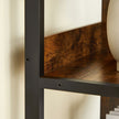 4-Tier Bookshelf – Wood and Metal – Rustic Brown and Black – Industrial Design with Compartment