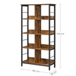4-Tier Bookshelf – Wood and Metal – Rustic Brown and Black – Industrial Design with Compartment