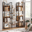 Large Bookshelf – Metal – Rustic Brown and Black – 14 Storage Shelves, Industrial Style