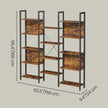 5-Tier Bookcase – Metal Frame – Rustic Brown and Black – Industrial Style with 14 Shelves