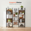 Large Bookshelf – Metal – Rustic Brown and Black – 14 Storage Shelves, Industrial Style