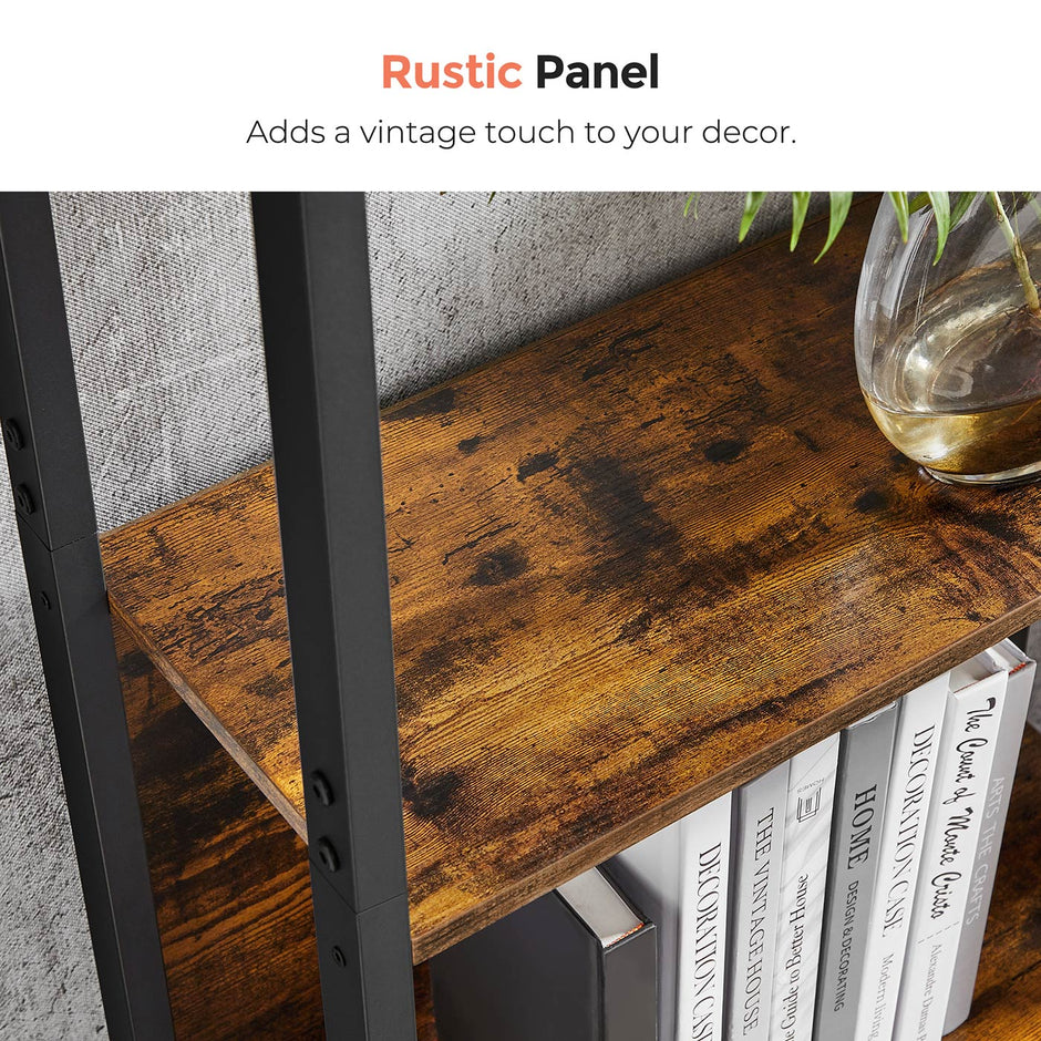 Large Bookshelf – Metal – Rustic Brown and Black – 14 Storage Shelves, Industrial Style