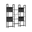 Large Bookshelf – Metal – Rustic Brown and Black – 14 Storage Shelves, Industrial Style