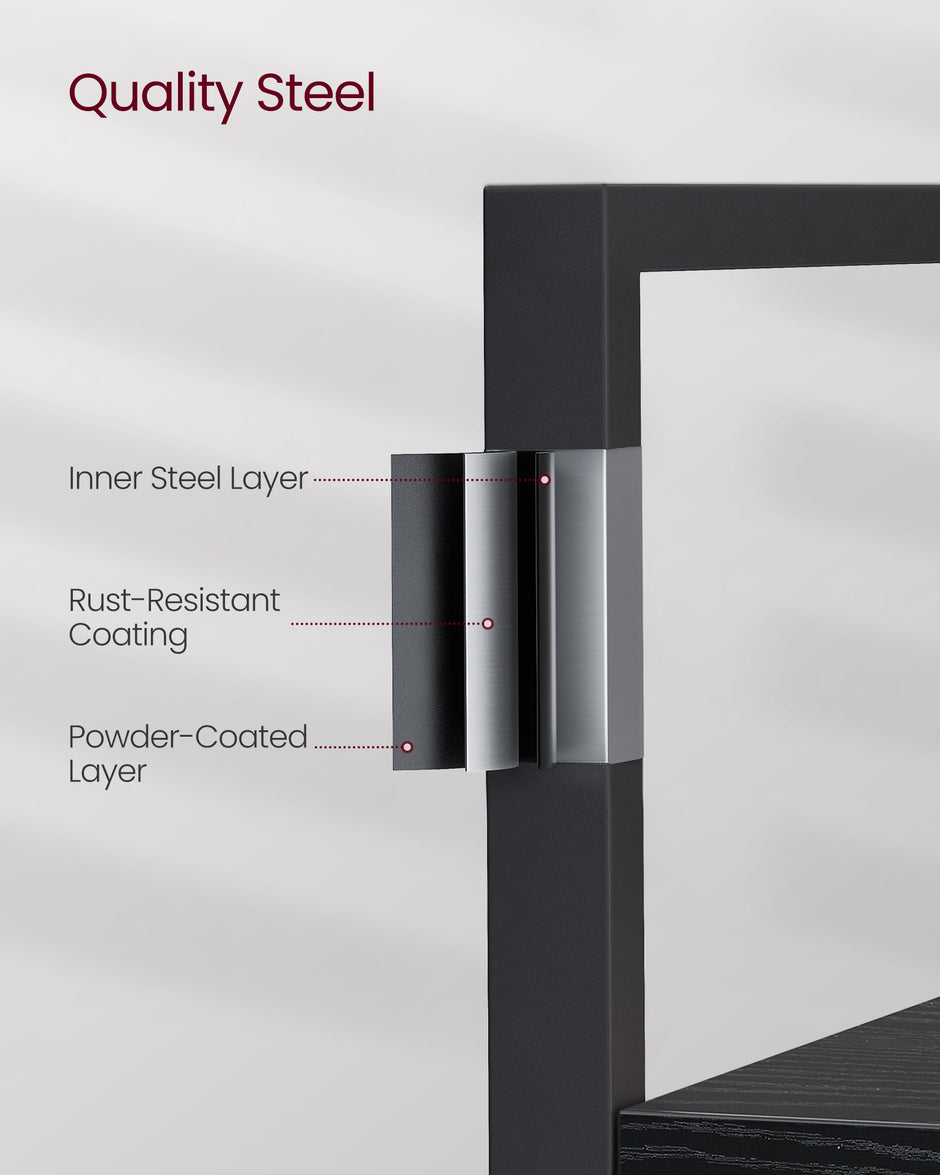 Bookcase – Metal – Ebony Black and Ink Black – 14 Storage Shelves, Industrial Style