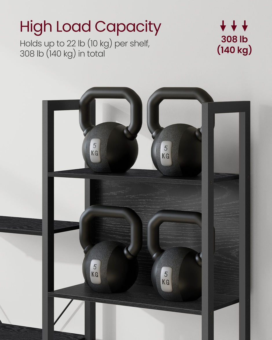 Bookcase – Metal – Ebony Black and Ink Black – 14 Storage Shelves, Industrial Style