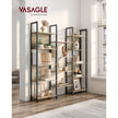 Bookshelf – Metal – Rustic Brown and Black – 14 Storage Shelves, Industrial Style