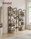 Bookcase – Metal – Rustic Brown and Ink Black – 14 Shelves, Industrial Style