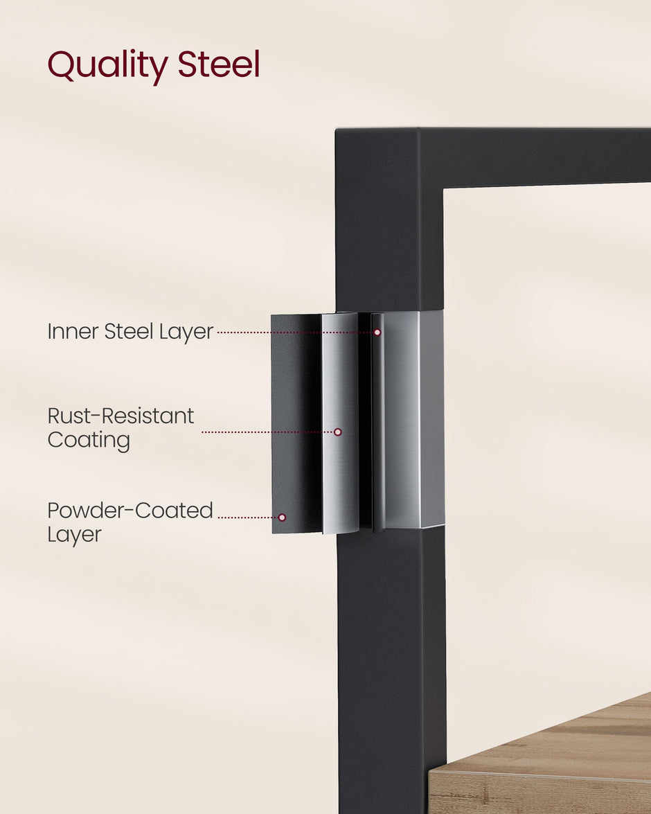 Bookcase – Metal – Rustic Brown and Ink Black – 14 Shelves, Industrial Style
