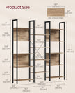 Bookcase – Metal – Rustic Brown and Ink Black – 14 Shelves, Industrial Style