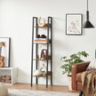 Ladder Shelf – Steel – Rustic Brown and Black – 4-Tier Freestanding Storage