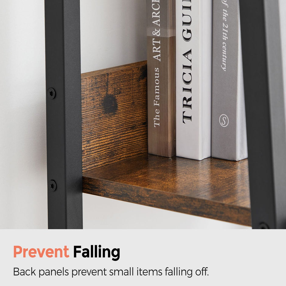 Ladder Shelf – Steel – Rustic Brown and Black – 4-Tier Freestanding Storage