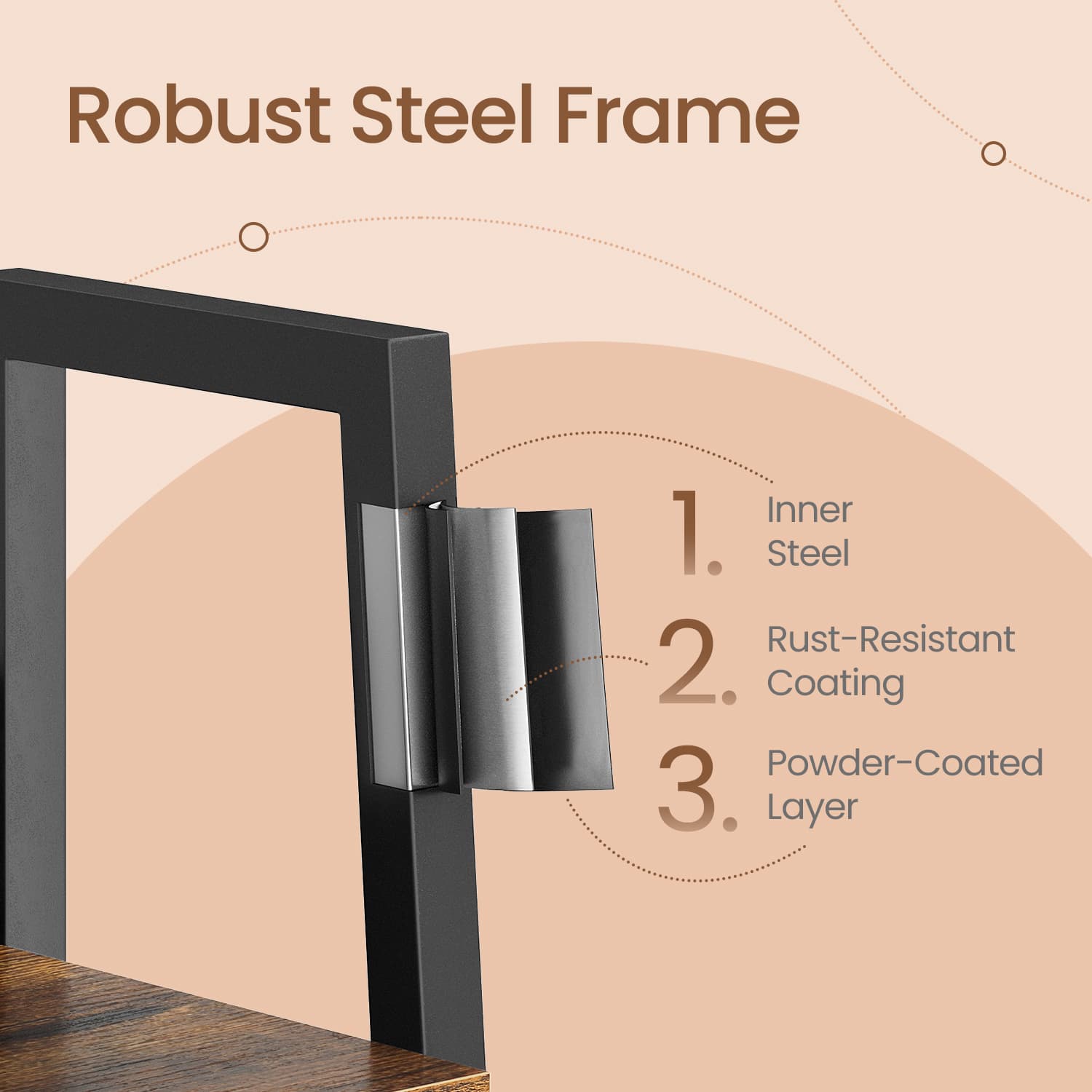 5-Tier Narrow Ladder Bookshelf – Wood – Rustic Brown and Ink Black – Versatile for Home Office, Living Room, Bedroom, and Kitchen