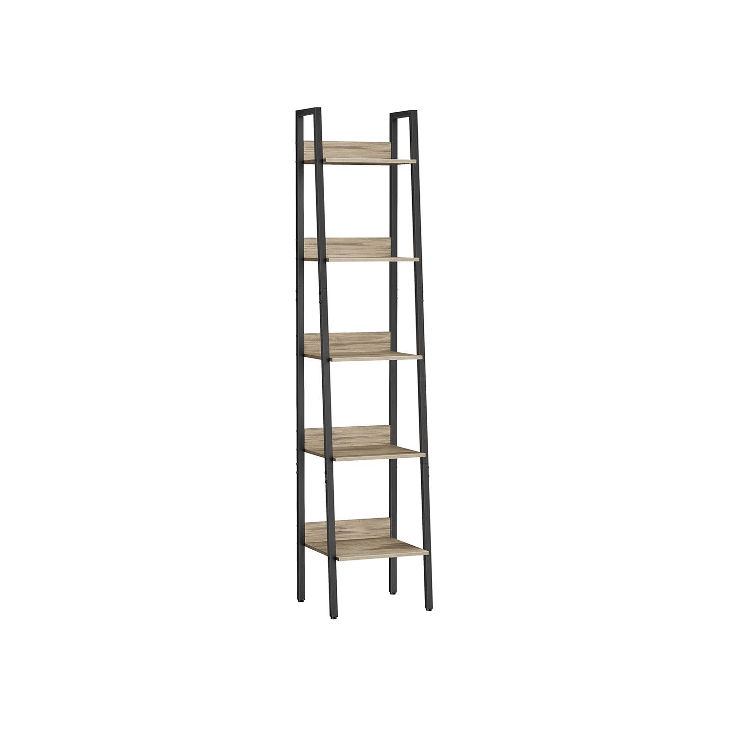 5-Tier Ladder Shelf – Steel Frame – Rustic Brown and Black – Freestanding Storage for Home Office and Living Spaces