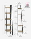 5-Tier Ladder Shelf – Steel Frame – Rustic Brown and Black – Freestanding Storage for Home Office and Living Spaces
