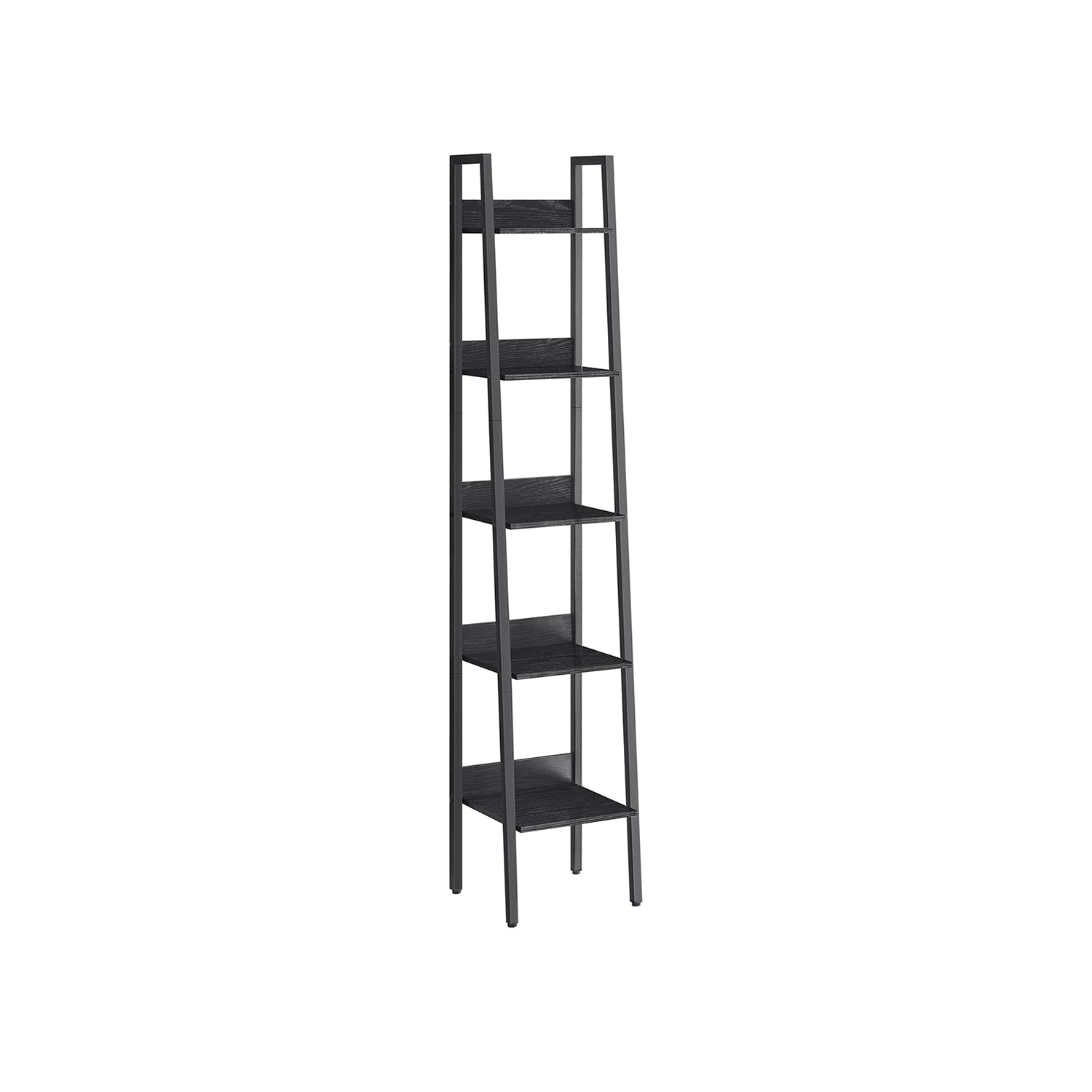 5-Tier Freestanding Narrow Shelf – Steel Frame – Rustic Brown and Black – Easy to Assemble