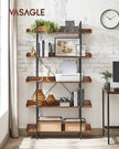 5-Tier Bookcase – Wood and Metal – Rustic Brown and Black – Versatile Storage Solution for Living Room, Bedroom, and Home Office