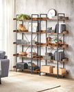 5-Tier Bookcase – Wood and Metal – Rustic Brown and Black – Versatile Storage Solution for Living Room, Bedroom, and Home Office