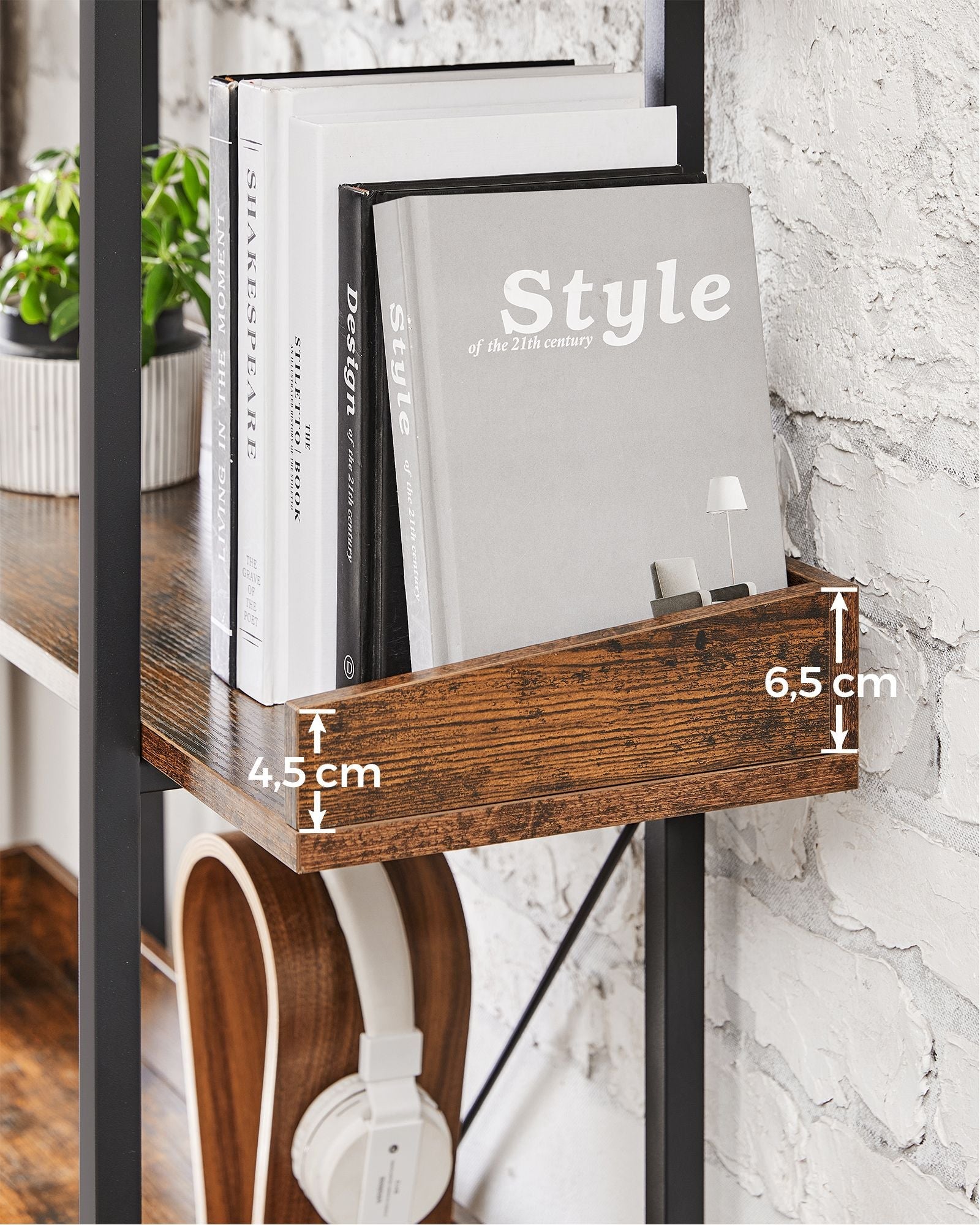 5-Tier Bookcase – Wood and Metal – Rustic Brown and Black – Versatile Storage Solution for Living Room, Bedroom, and Home Office