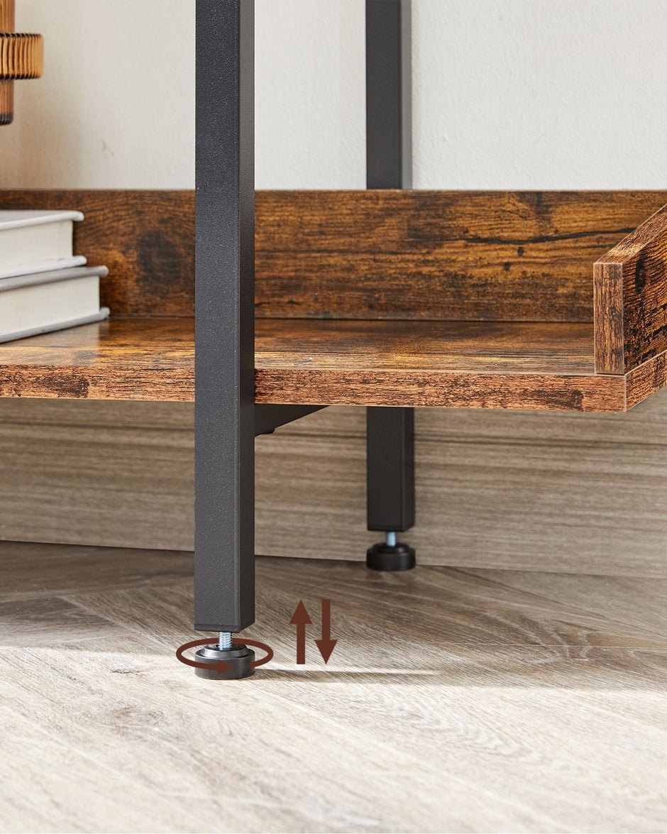 5-Tier Bookcase – Wood and Metal – Rustic Brown and Black – Versatile Storage Solution for Living Room, Bedroom, and Home Office
