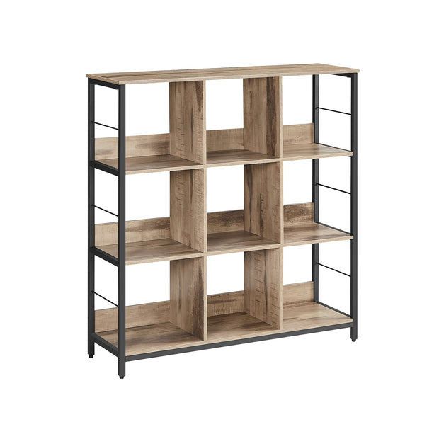4-Tier Bookcase – Wood – Rustic Brown and Black – Industrial Design