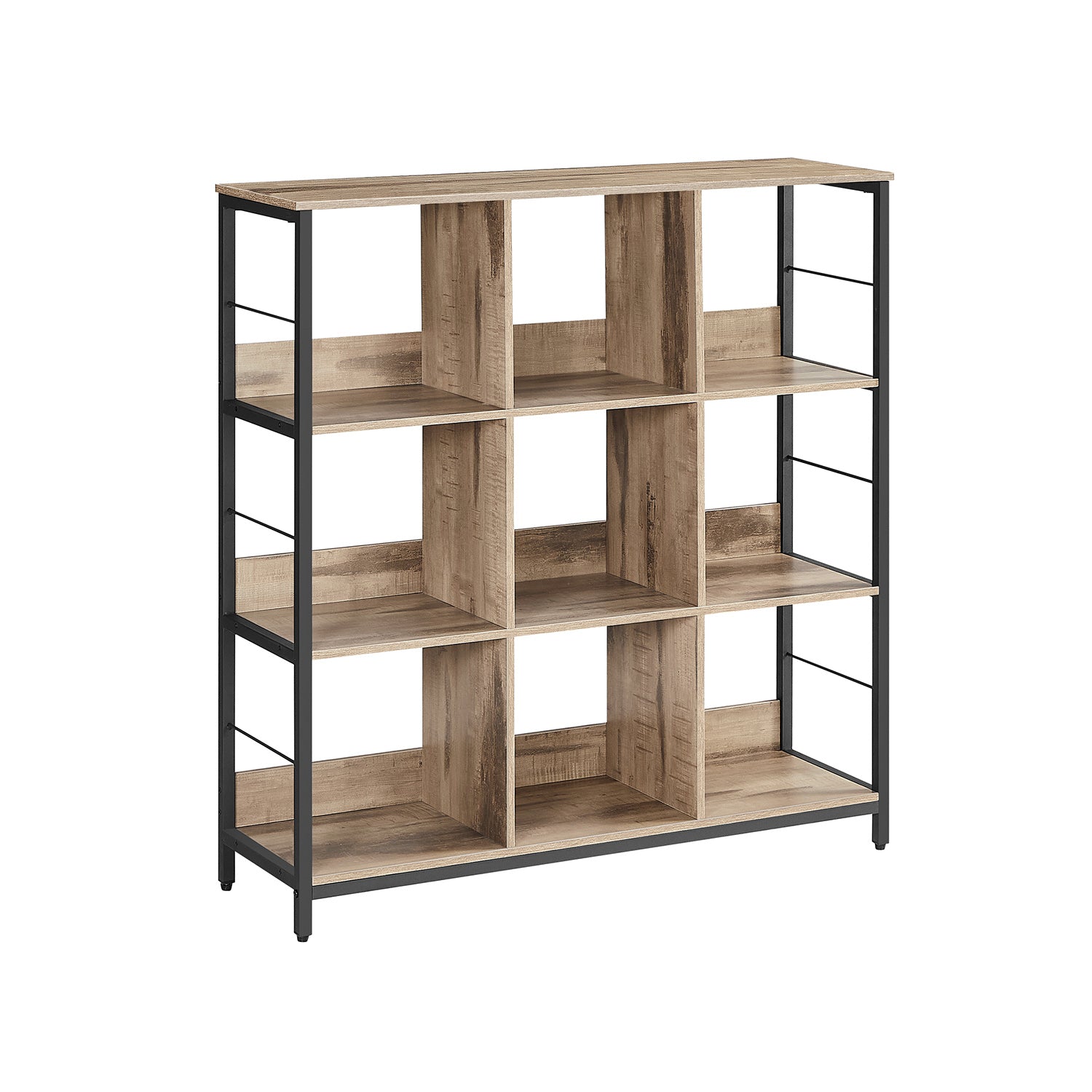 3-Tier Bookcase – Engineered Wood – Rustic Brown and Black – Industrial Design