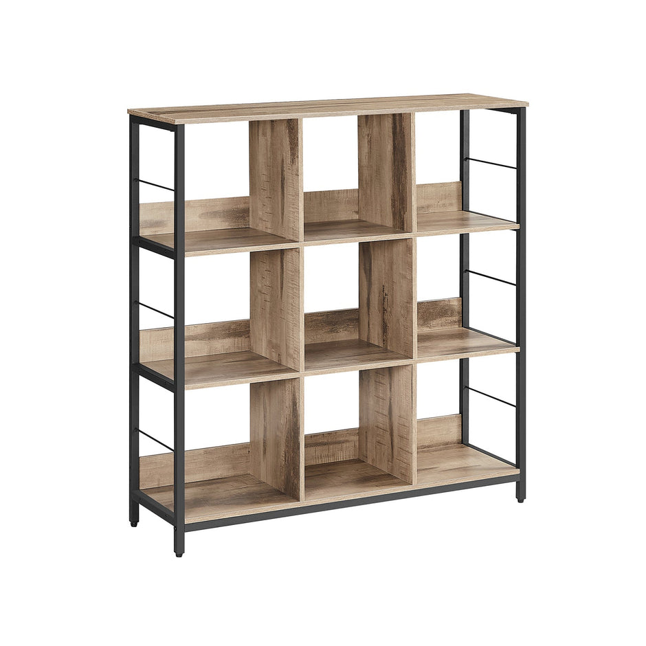 3-Tier Bookcase – Engineered Wood – Rustic Brown and Black – Industrial Design