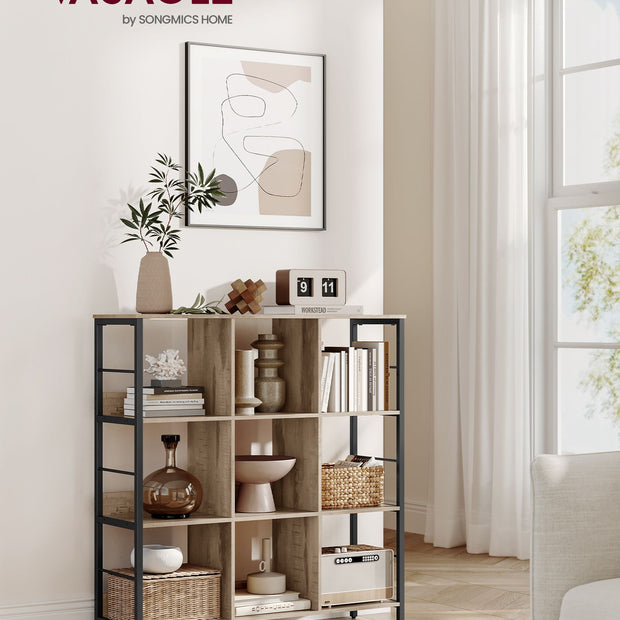 4-Tier Bookcase – Wood – Rustic Brown and Black – Industrial Design