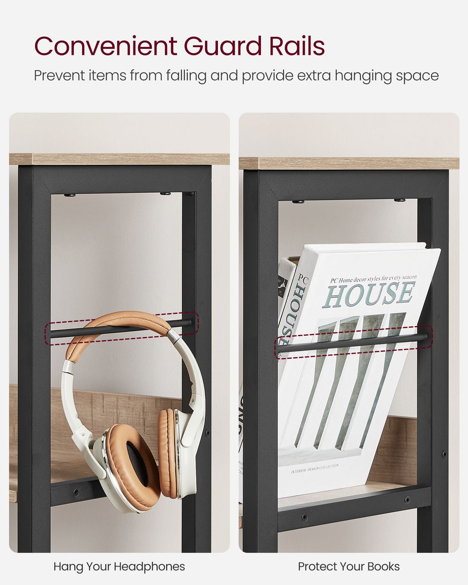 4-Tier Bookcase – Wood – Rustic Brown and Black – Industrial Design