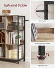 4-Tier Bookcase – Wood – Rustic Brown and Black – Industrial Design