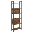 6 Shelf Bookcase – Steel – Rustic Brown and Black – Industrial Style