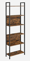 6 Shelf Bookcase – Steel – Rustic Brown and Black – Industrial Style