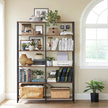 6-Tier Storage Shelf – Wood and Metal – Rustic Brown and Black – Industrial Style Room Divider