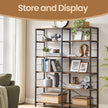 6-Tier Storage Shelf – Wood and Metal – Rustic Brown and Black – Industrial Style Room Divider