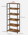 5-Tier Bookshelf – Particle Board and Metal – Rustic Brown and Ink Black – Industrial Design with Back Panels