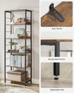 5-Tier Bookshelf – Particle Board and Metal – Rustic Brown and Ink Black – Industrial Design with Back Panels
