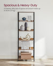 5-Tier Bookshelf – Particle Board and Metal – Rustic Brown and Ink Black – Industrial Design with Back Panels