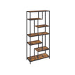 6-Tier Bookcase – Engineered Wood – Rustic Brown and Black – Geometric Design and Versatile Storage